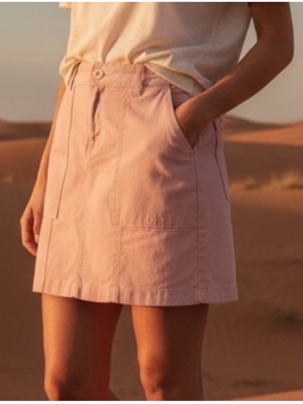 Prana “Elle” 4-Way Stretch Soft Pink Mini Skirt Front And Back Pockets Size 2/26
